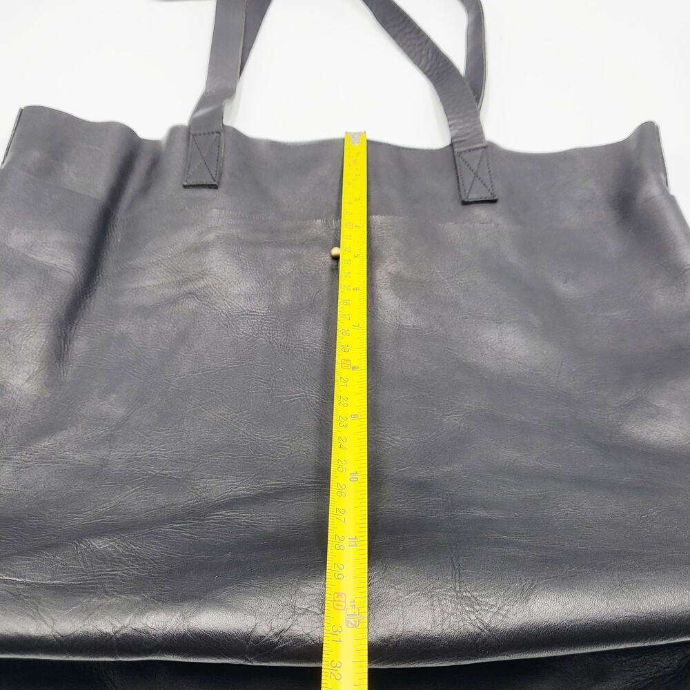 Meyelo Classic Artisan Crafted Black Leather Signature Tote Caryall Shopper Bag - Picture 10 of 13